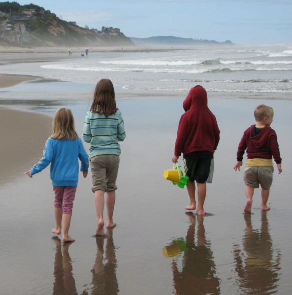 walking on the beach